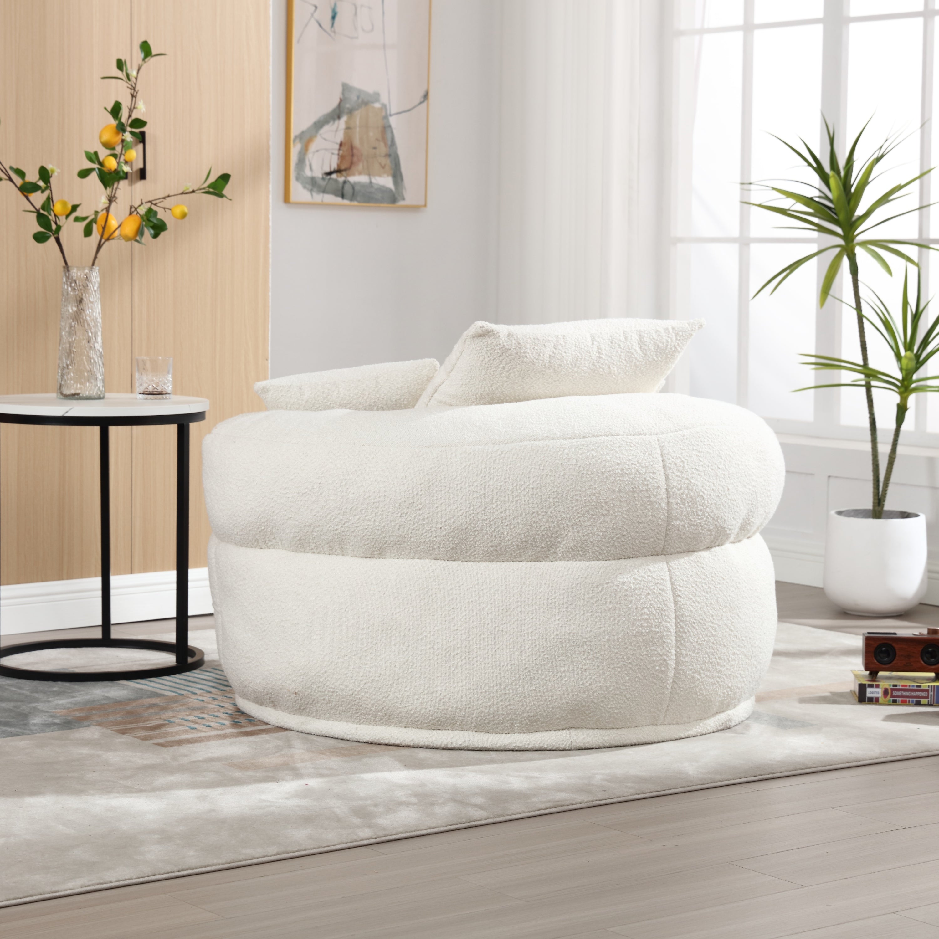 Chenille Sponge single sofa,No Assembly Required,Fluffy Modern Sleeper