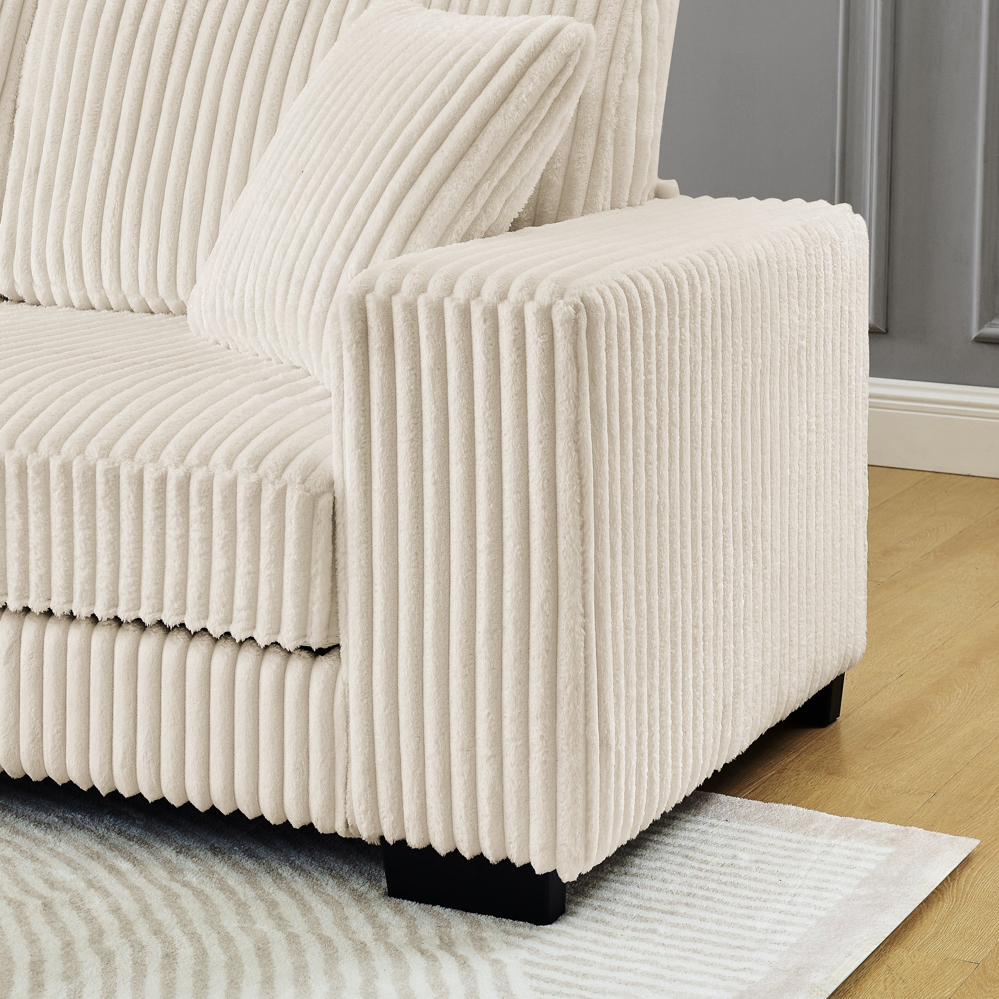 Corduroy Tufted Upholstered Sleeper Sectional Sofa, L-Shaped Modular