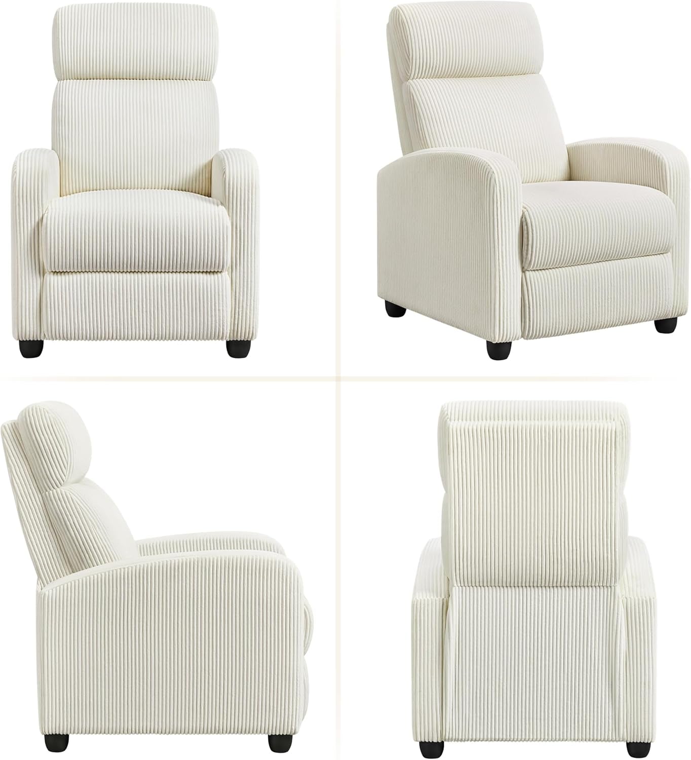 Corduroy Recliner Chair Single Sofa Home Theater Seating Adjustable