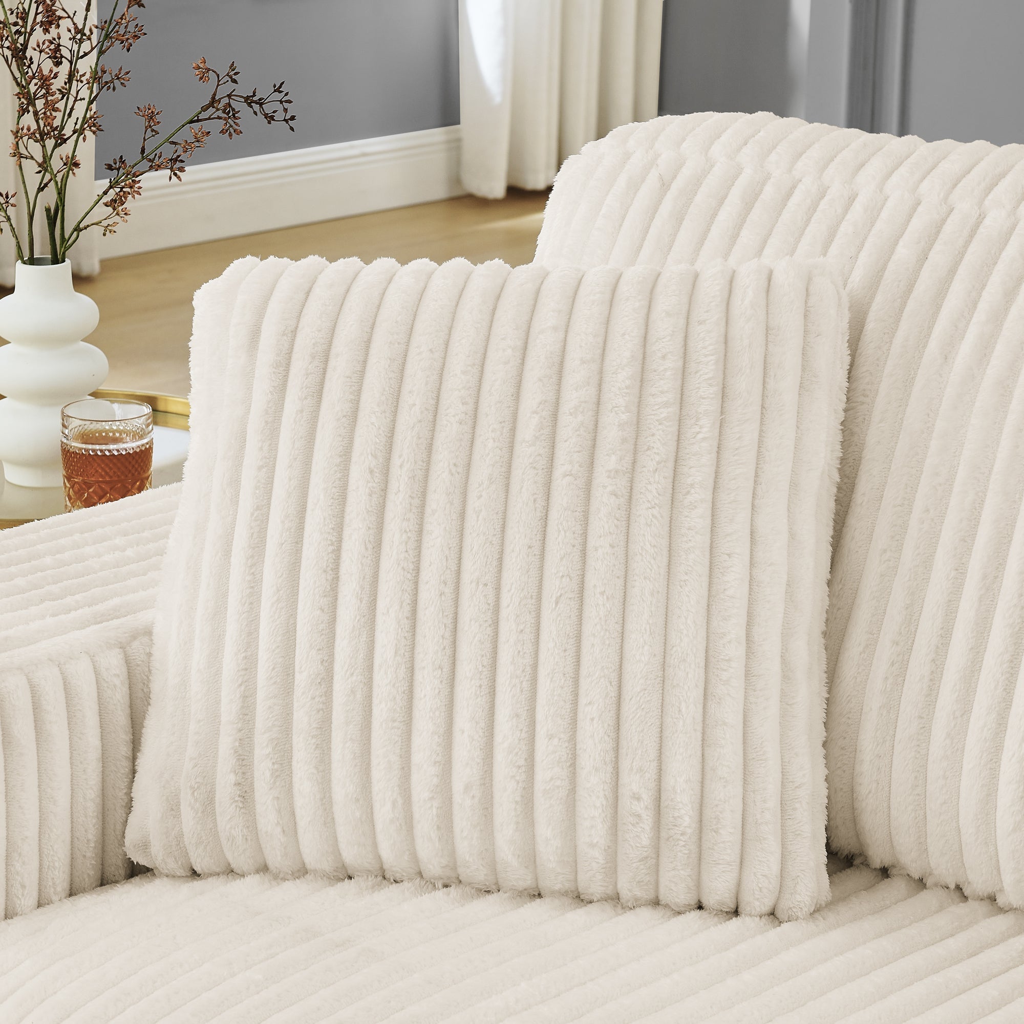 Corduroy Tufted Upholstered Sleeper Sectional Sofa, L-Shaped Modular