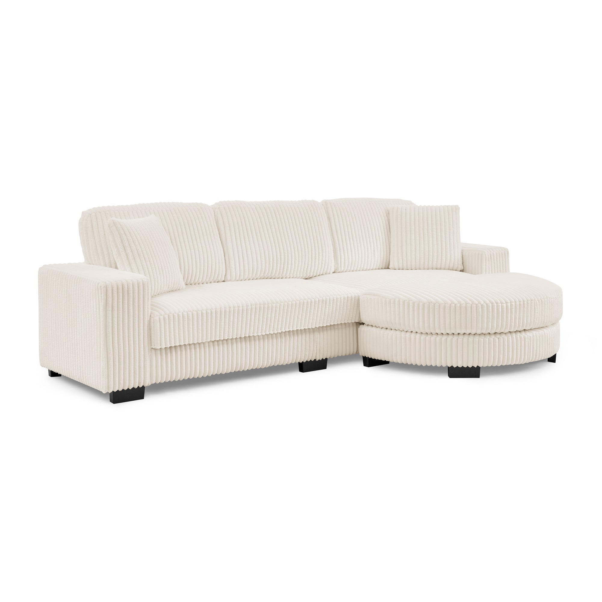 Corduroy Tufted Upholstered Sleeper Sectional Sofa, L-Shaped Modular