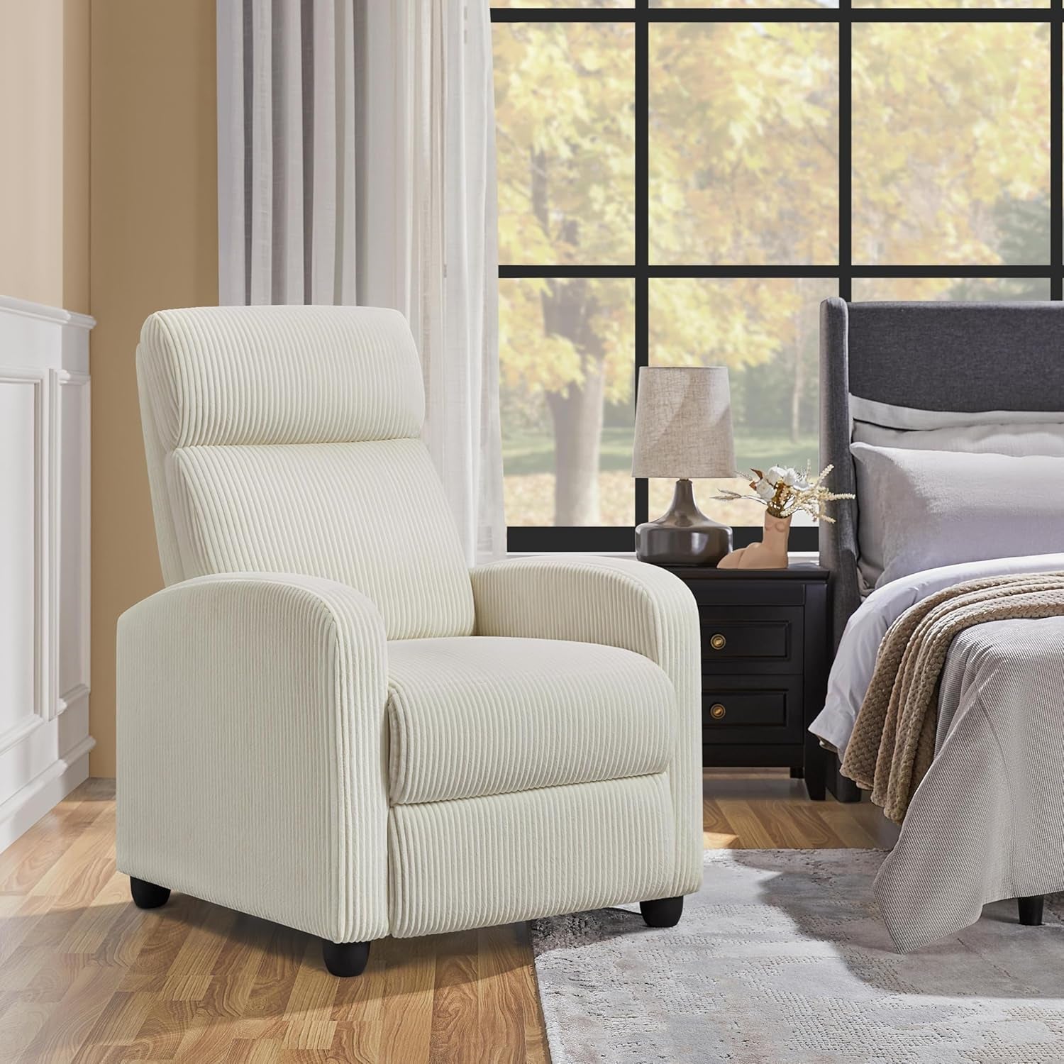 Corduroy Recliner Chair Single Sofa Home Theater Seating Adjustable