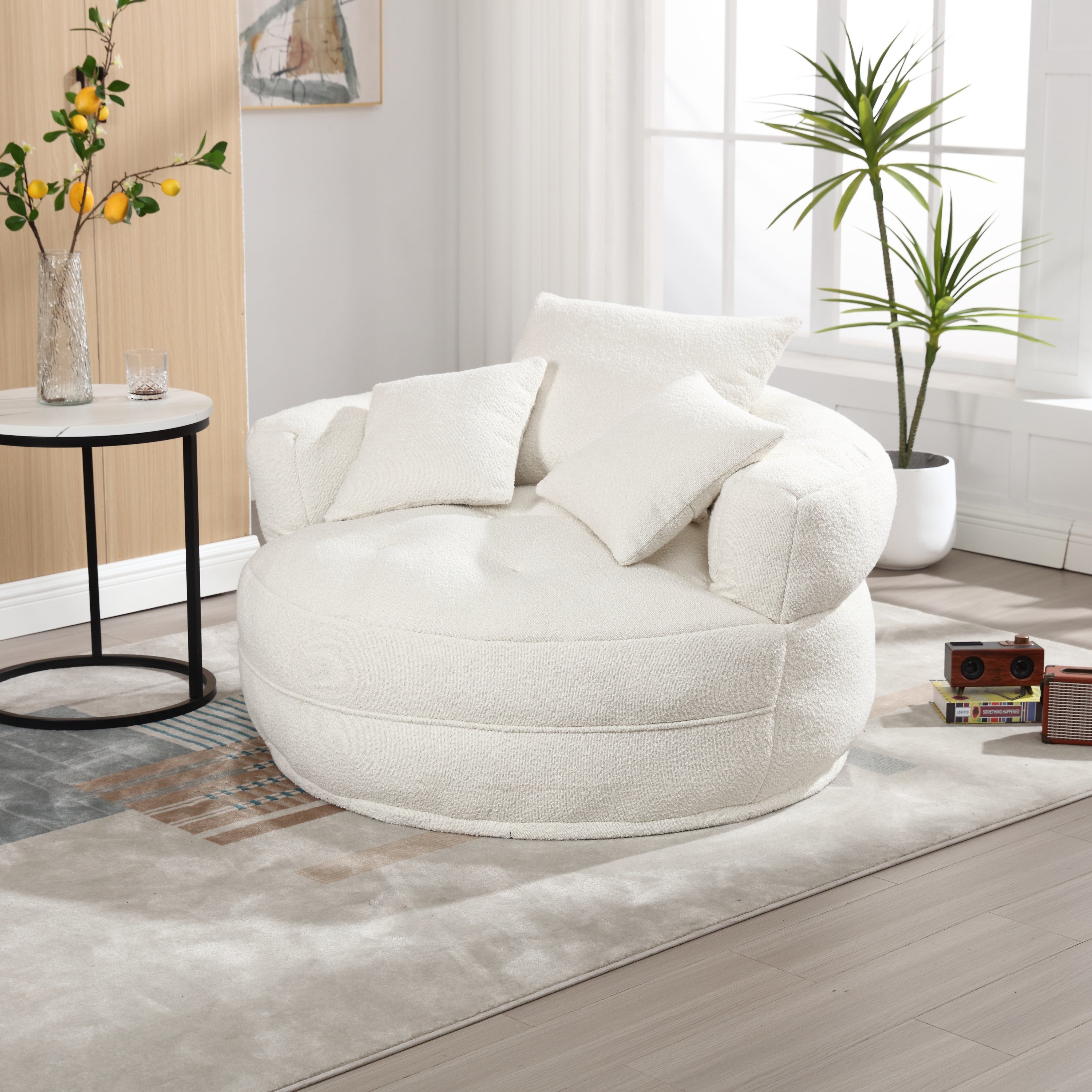 Chenille Sponge single sofa,No Assembly Required,Fluffy Modern Sleeper