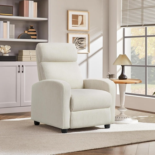 Corduroy Recliner Chair Single Sofa Home Theater Seating Adjustable