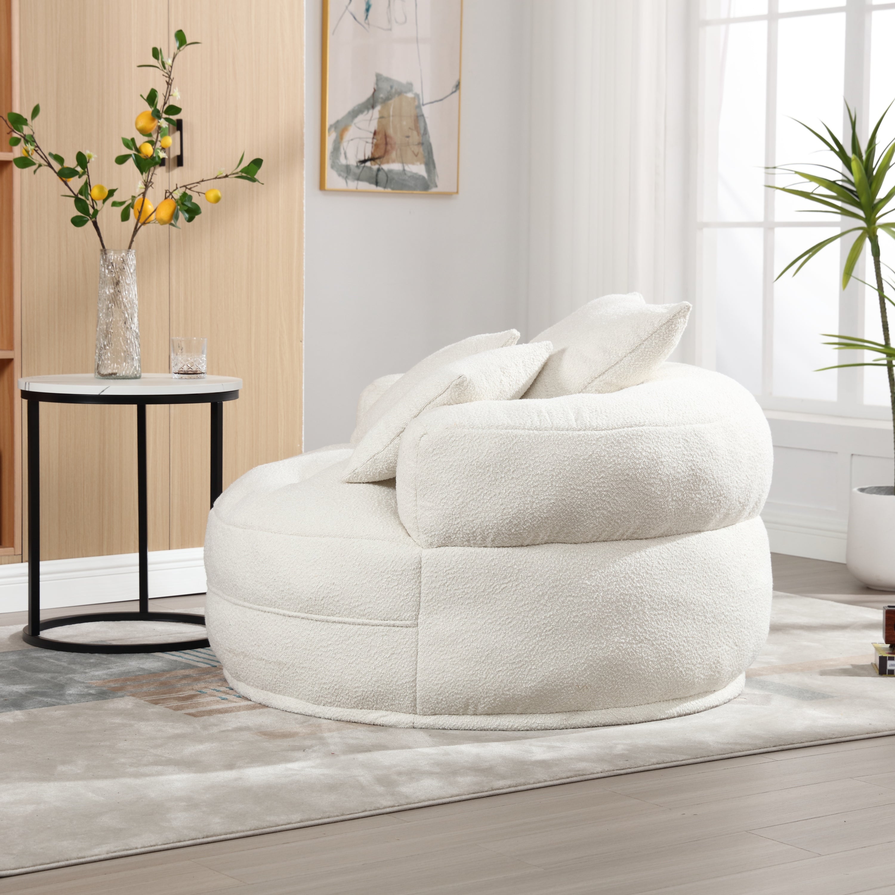 Chenille Sponge single sofa,No Assembly Required,Fluffy Modern Sleeper