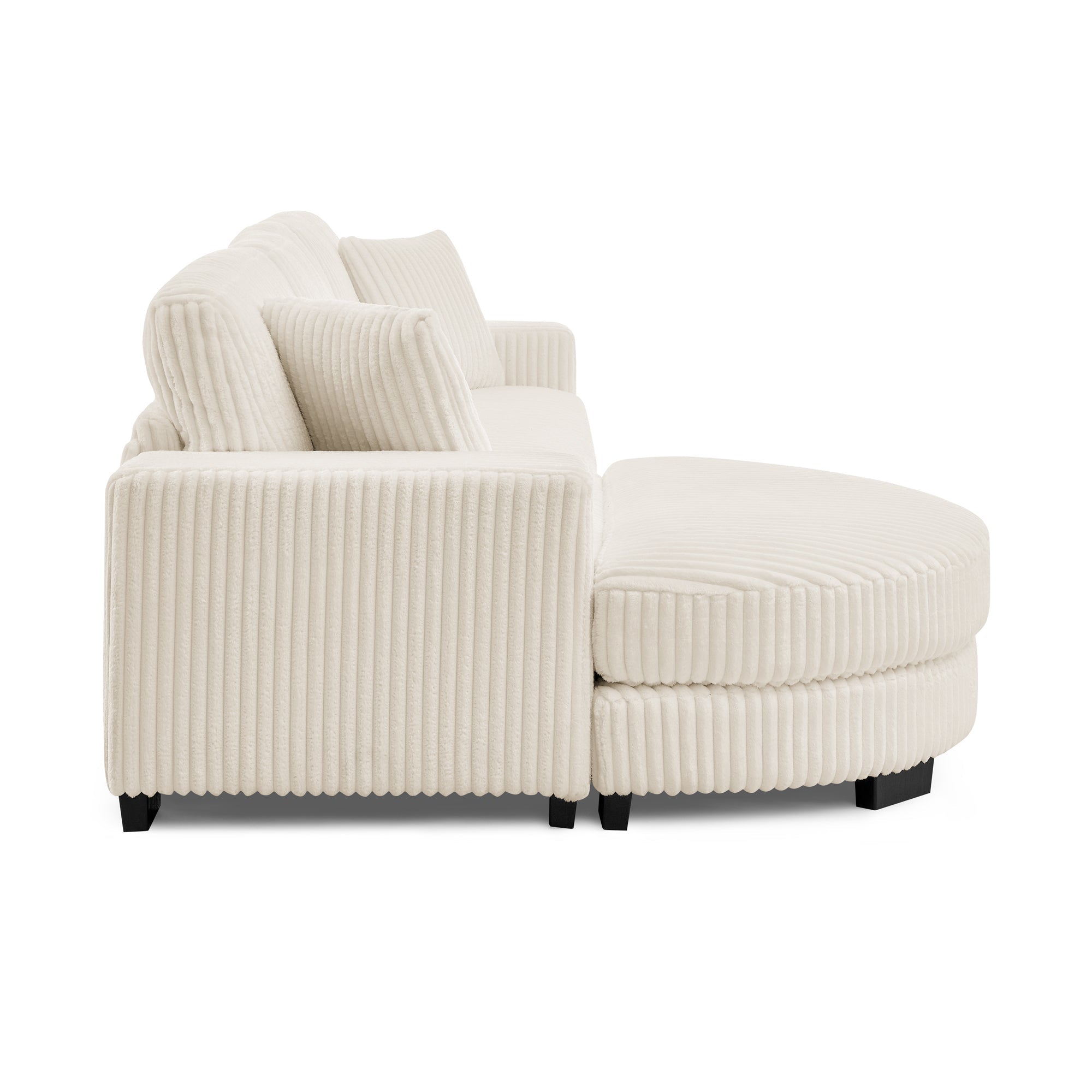 Corduroy Tufted Upholstered Sleeper Sectional Sofa, L-Shaped Modular