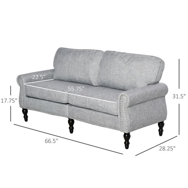 HOMCOM Stylish Midback Double Sofa with Sponge Padding Rubber Wood Leg