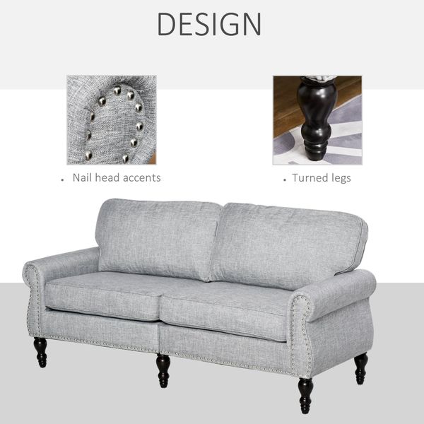 HOMCOM Stylish Midback Double Sofa with Sponge Padding Rubber Wood Leg