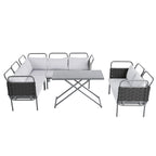 LuneluX_Home – 7-Seater Outdoor Sectional Sofa Set with Glass Table