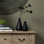 Black Tapered  Short Glass Vase