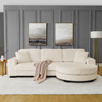 Corduroy Tufted Upholstered Sleeper Sectional Sofa, L-Shaped Modular