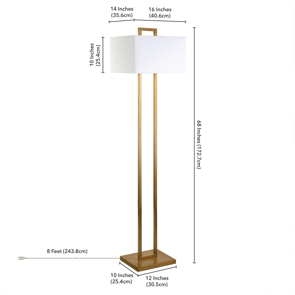 68" Brass Traditional Shaped Floor Lamp With White Frosted Glass