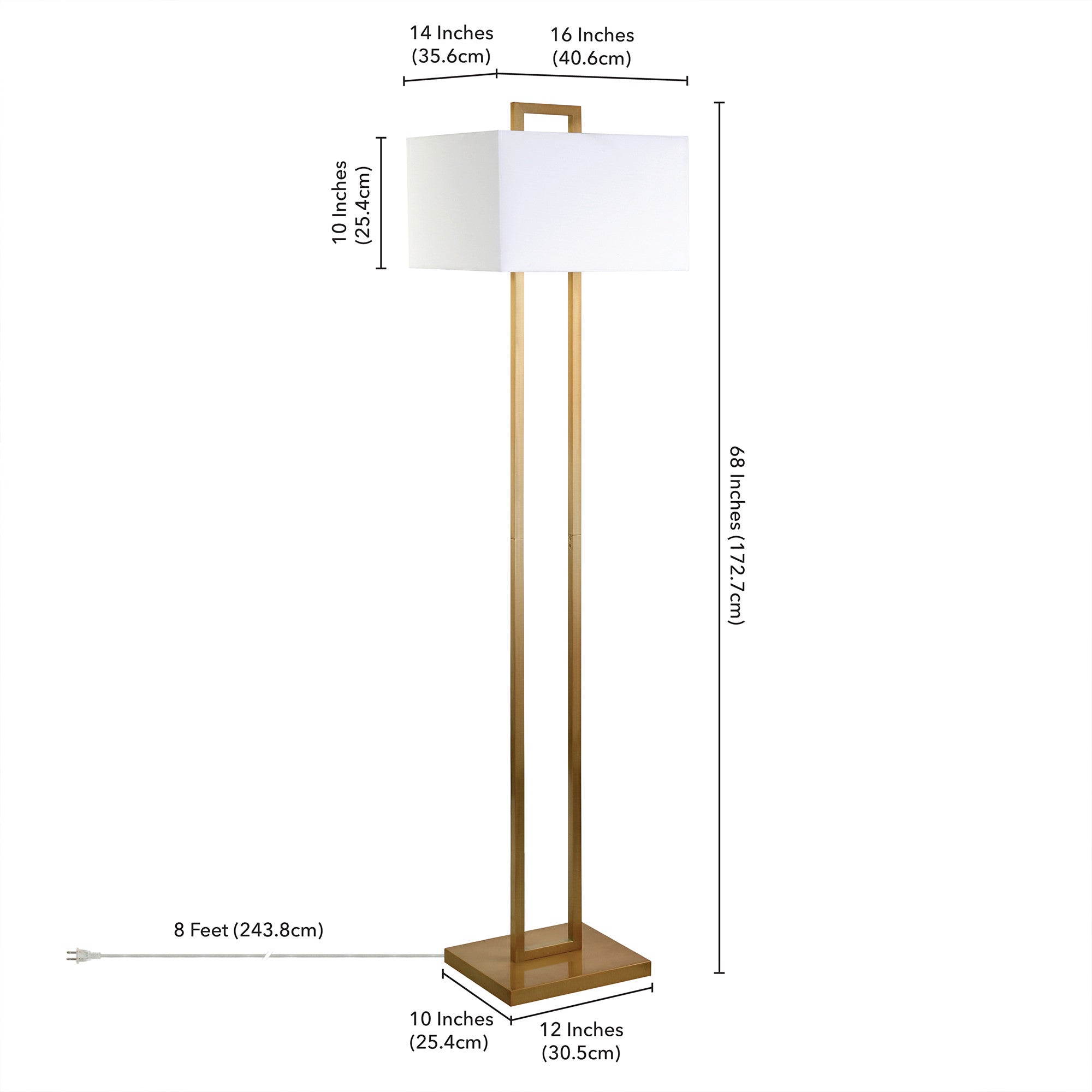68" Brass Traditional Shaped Floor Lamp With White Frosted Glass