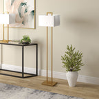 68" Brass Traditional Shaped Floor Lamp With White Frosted Glass