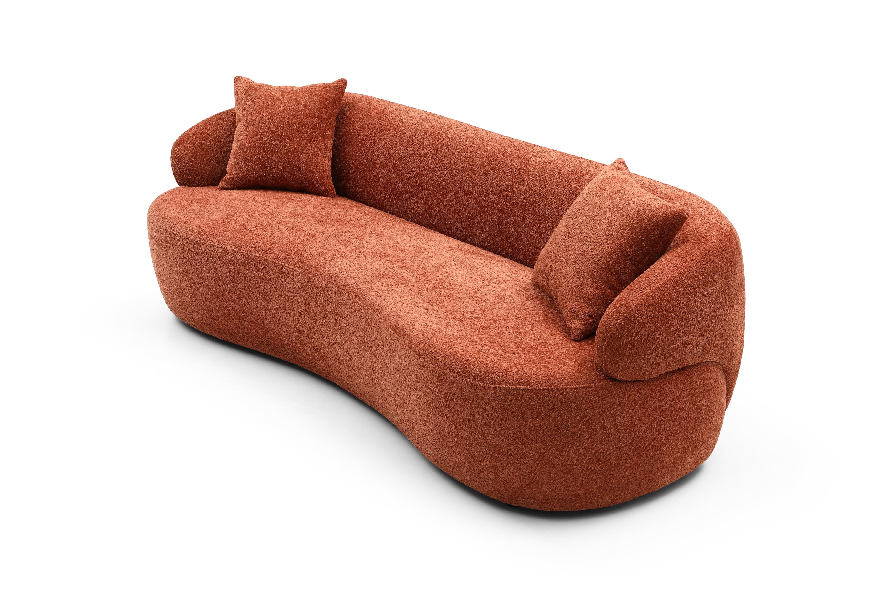 ORANGE Mid Century Modern Curved Sofa, 3 Seat Cloud couch Boucle sofa