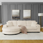Corduroy Tufted Upholstered Sleeper Sectional Sofa, L-Shaped Modular