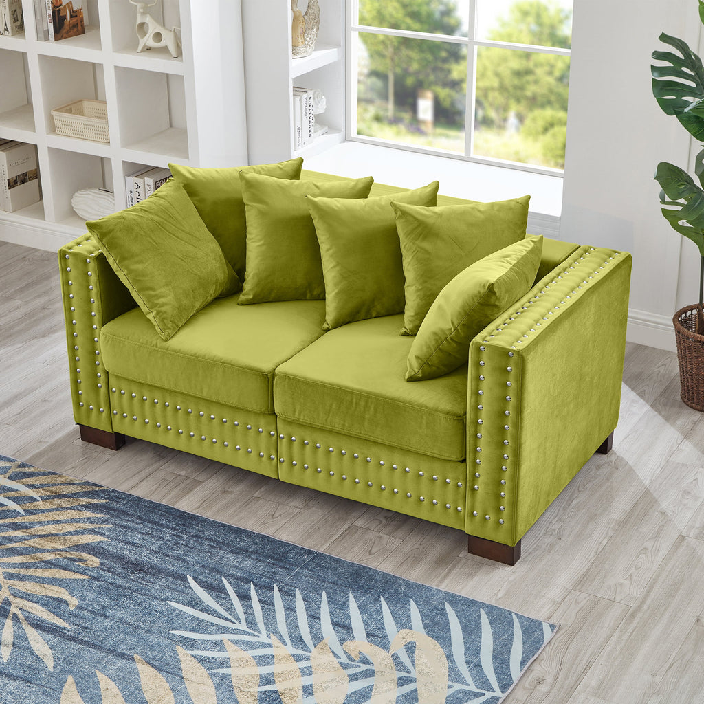 Modern Design Living Room Sofa 2+3 Seater Square armrest with Silver