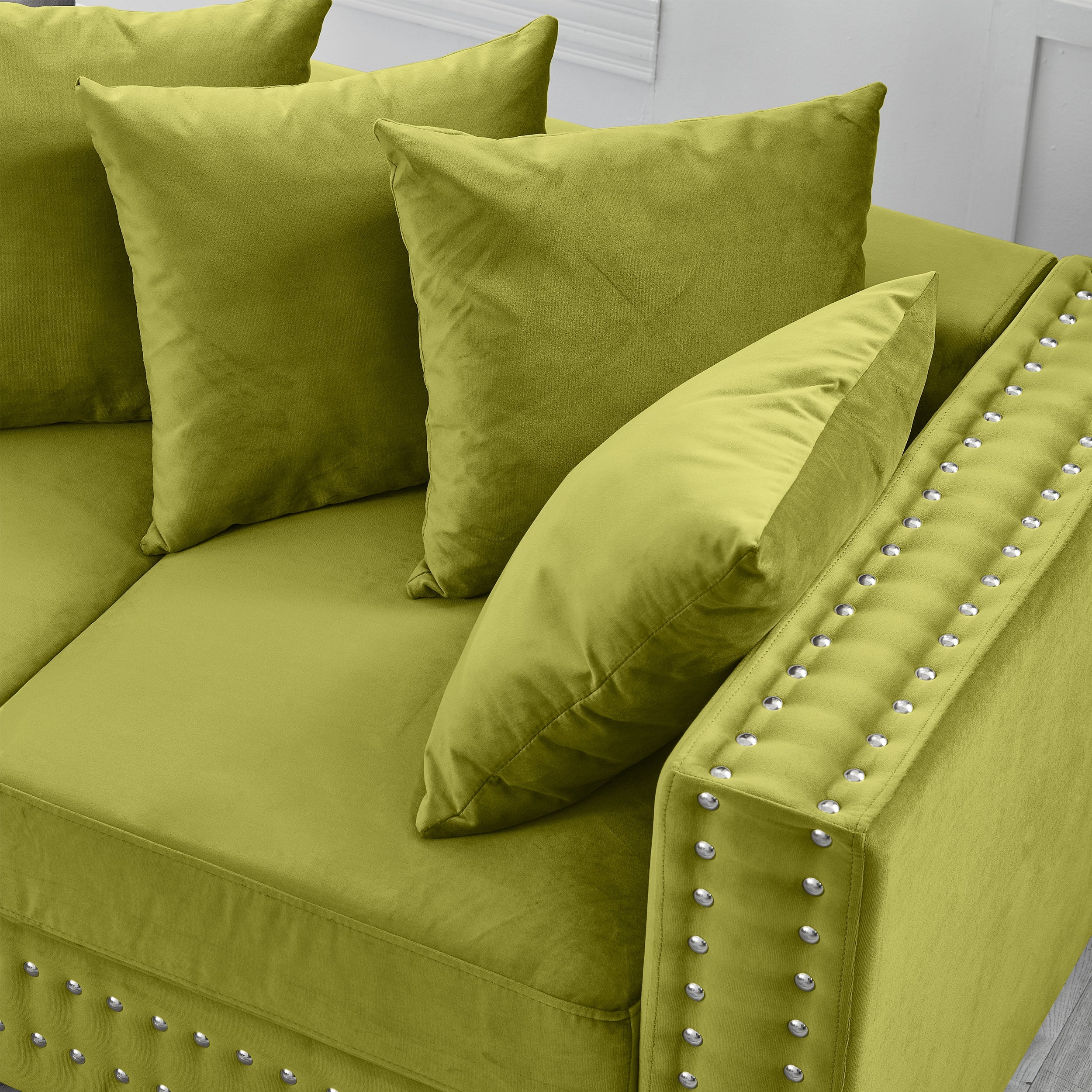 Modern Design Living Room Sofa 2+3 Seater Square armrest with Silver