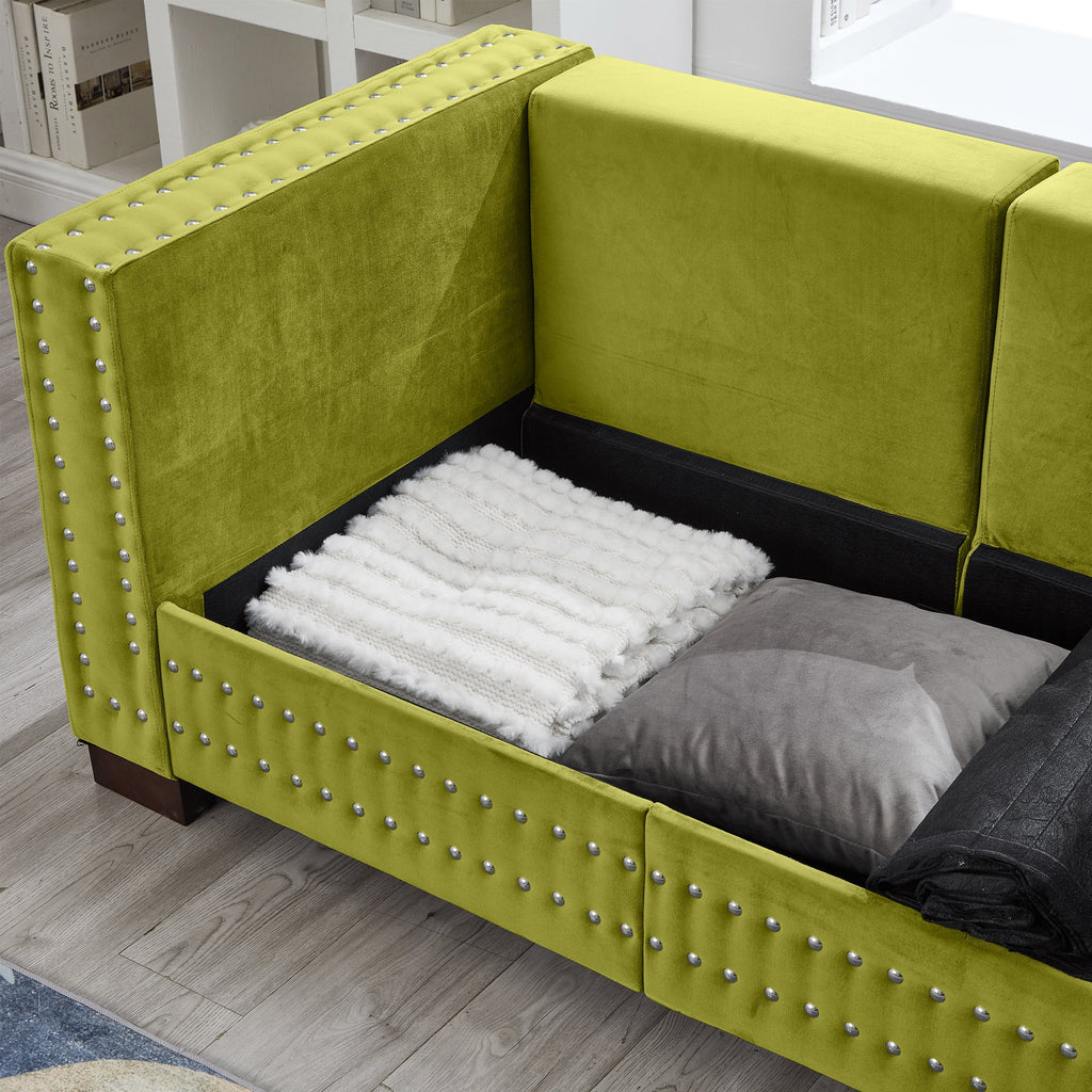 Modern Design Living Room Sofa 2+3 Seater Square armrest with Silver