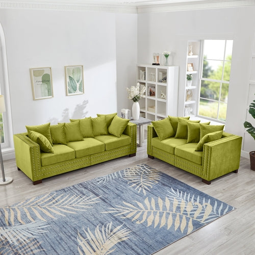 Modern Design Living Room Sofa 2+3 Seater Square armrest with Silver