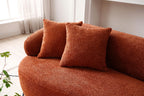 ORANGE Mid Century Modern Curved Sofa, 3 Seat Cloud couch Boucle sofa