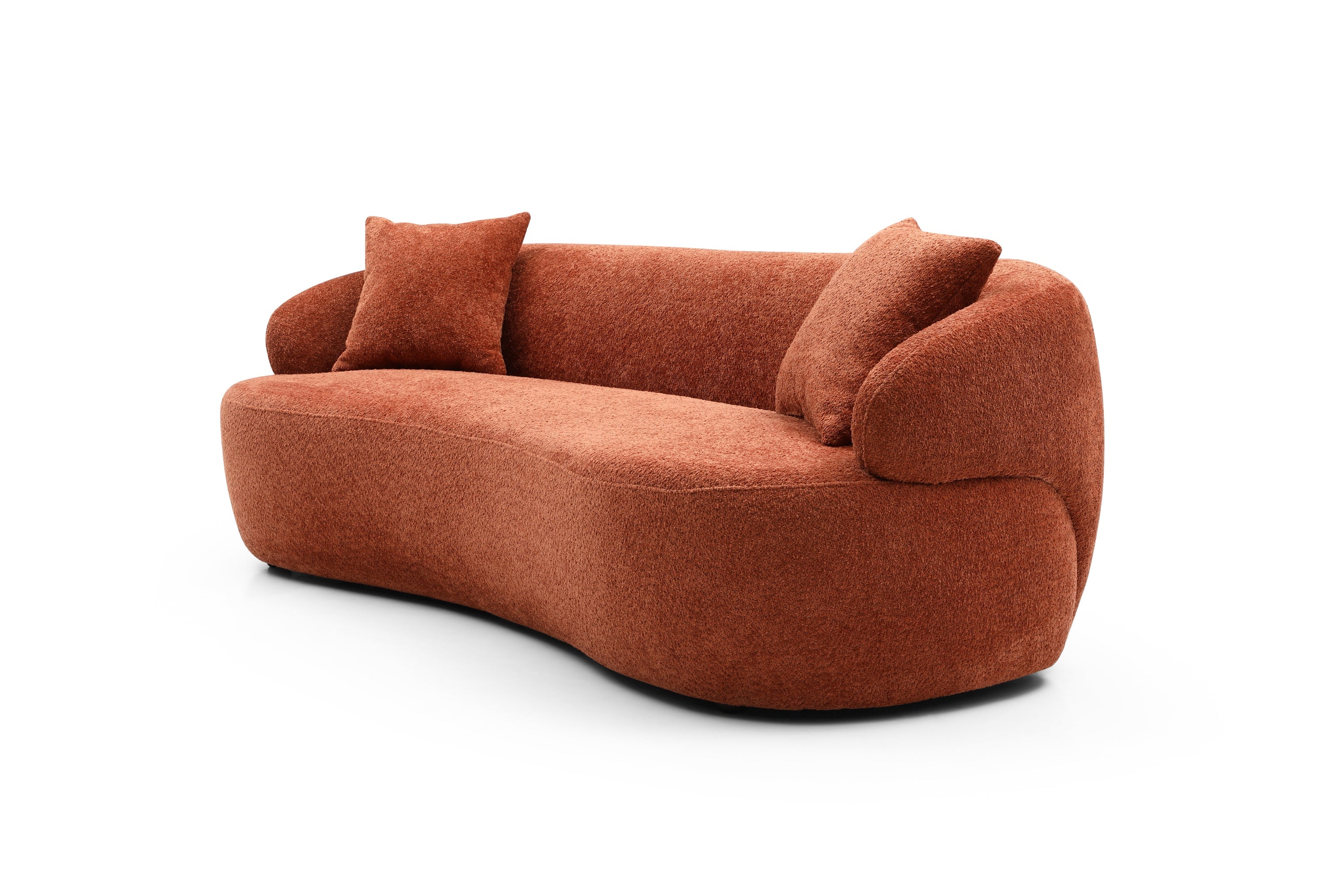 ORANGE Mid Century Modern Curved Sofa, 3 Seat Cloud couch Boucle sofa