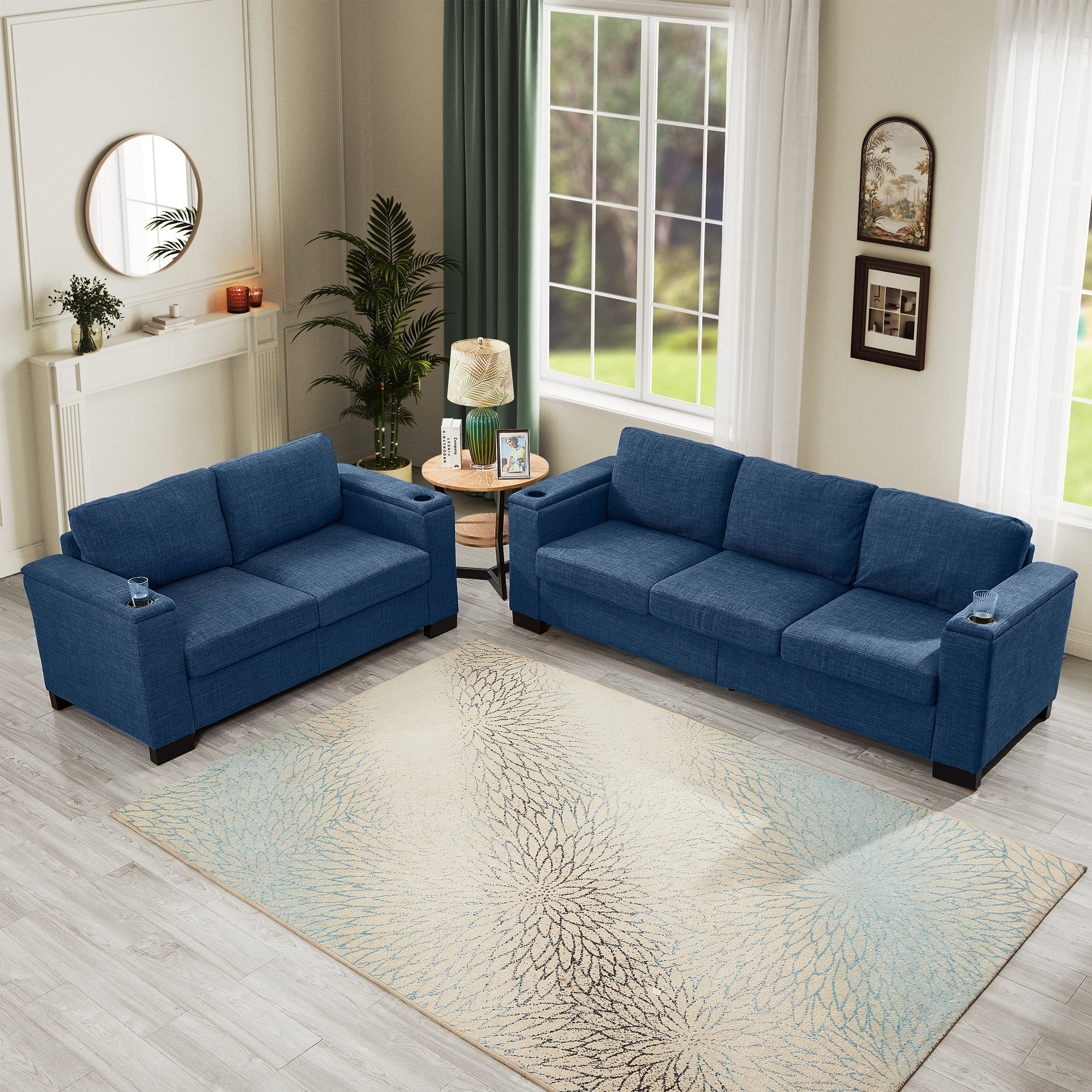 Two Pieces 2+3 Seater Sofa Modern Style Living Room Sofa Fabric