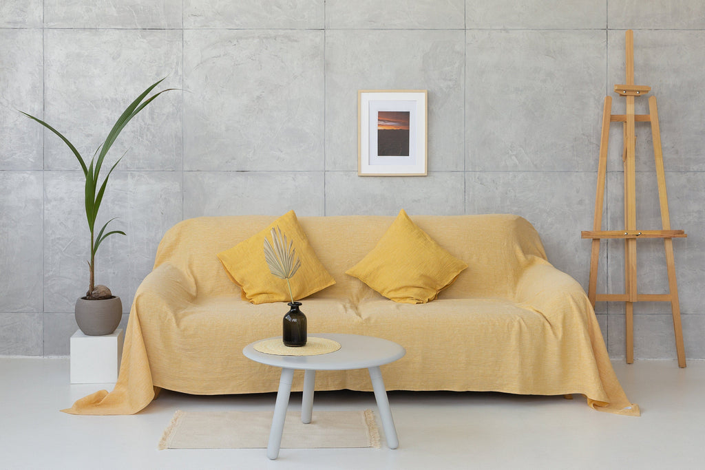 Woodrose linen couch cover